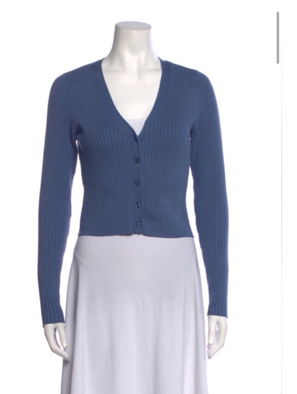 NWOT Reformation Gilda cotton ribbed button up cardigan M slate blue